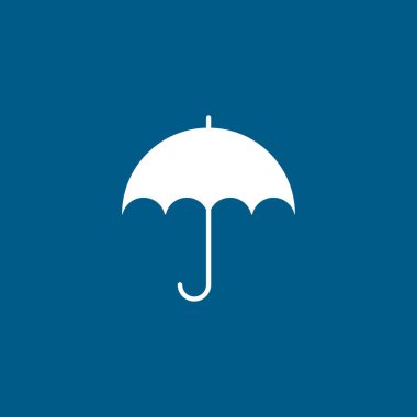 Mavi Arkaplanda Şemsiye Simgesi. Mavi Düz Biçim Vektör İllüstrasyonu.