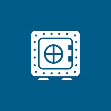 Mavi Arkaplanda Kasa Simgesi. Mavi Düz Biçim Vektör İllüstrasyonu.