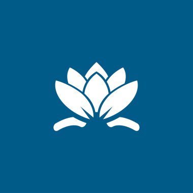 Mavi Arkaplanda Su Zambağı Simgesi. Mavi Düz Biçim Vektör İllüstrasyonu.