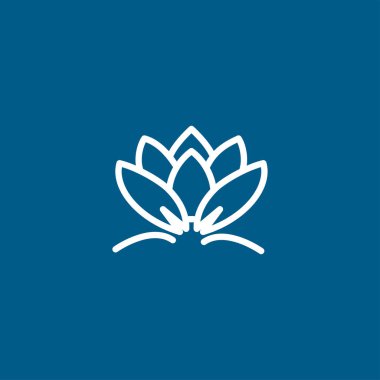 Mavi Arkaplanda Su Lily Hattı Simgesi. Mavi Düz Biçim Vektör İllüstrasyonu.