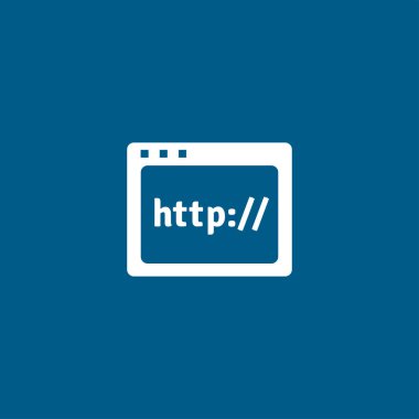 Mavi Arkaplanda Web Sayfası Simgesi. Mavi Düz Biçim Vektör İllüstrasyonu.