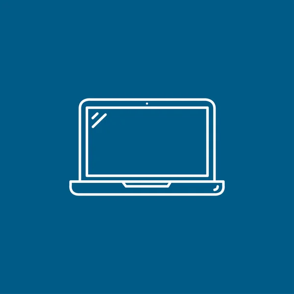 Laptop Line Icon Auf Blauem Hintergrund Blaue Flache Vektor Illustration — Stockvektor