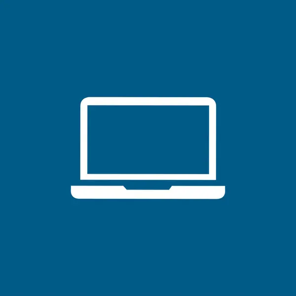 Laptop Symbol Auf Blauem Hintergrund Blaue Flache Vektor Illustration — Stockvektor