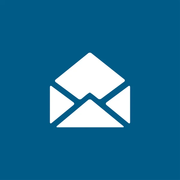Abrir Ícone Mail Fundo Azul Ilustração Vetor Estilo Plano Azul — Vetor de Stock
