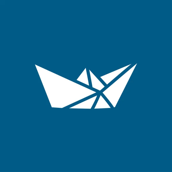 Mavi Arkaplanda Kağıt Tekne Simgesi Mavi Düz Biçim Vektör Llüstrasyonu — Stok Vektör