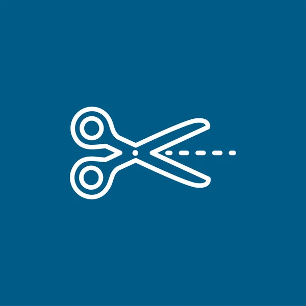 Scissor Line Icon Auf Blauem Hintergrund Blaue Flache Vektor Illustration — Stockvektor