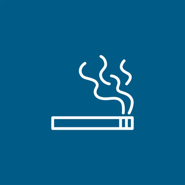 Einfache Zigarette Line Icon Auf Blauem Hintergrund Blaue Flache Vektor — Stockvektor