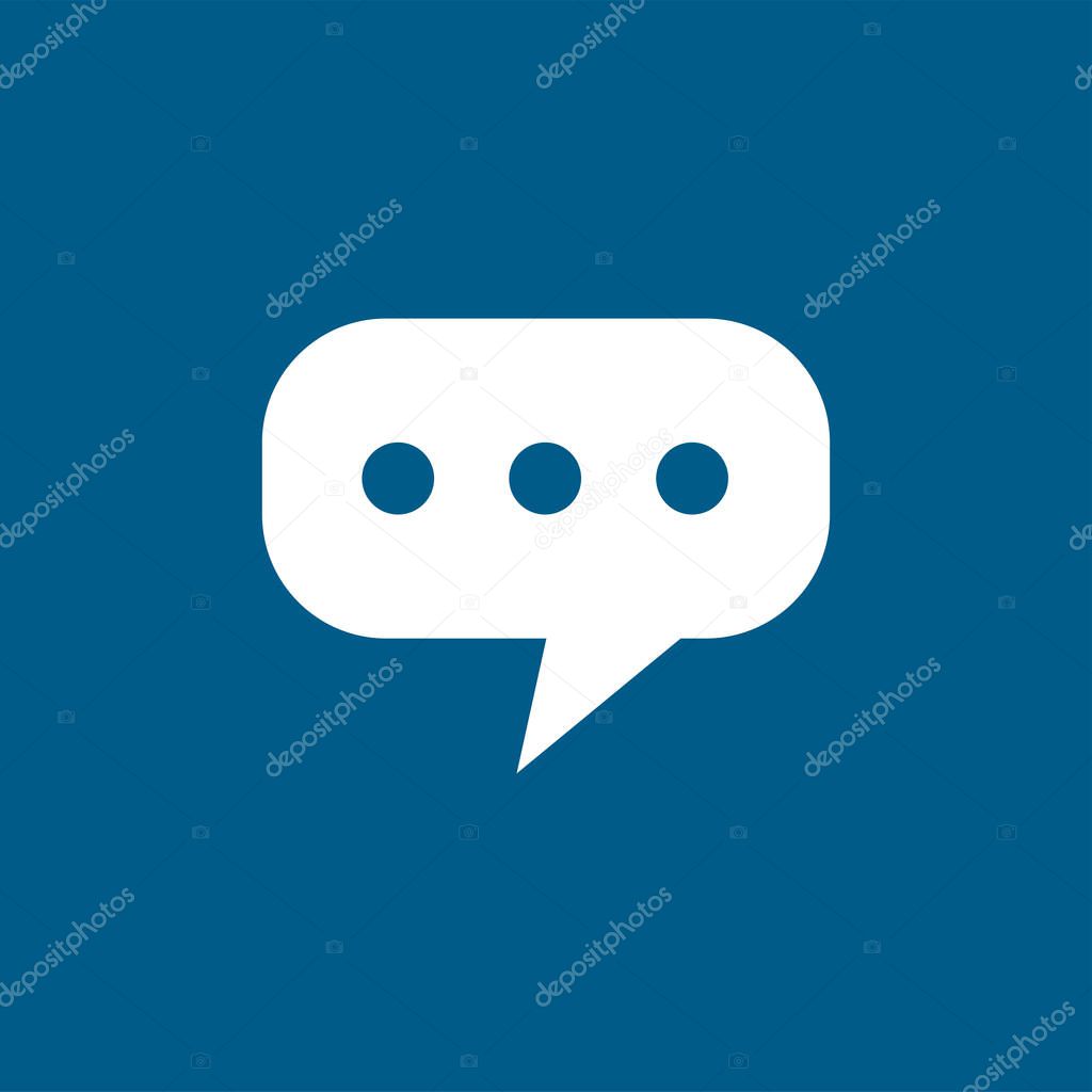 Speech Bubble Icon On Blue Background. Blue Flat Style Vector Illustration.