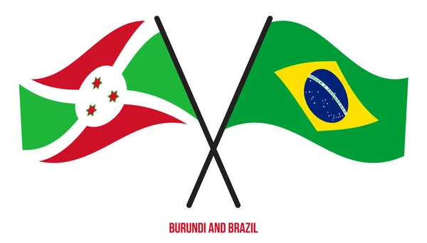 Bandeiras Burundi Brasil Cruzadas Acenando Estilo Plano Proporção Oficial Cores — Vetor de Stock