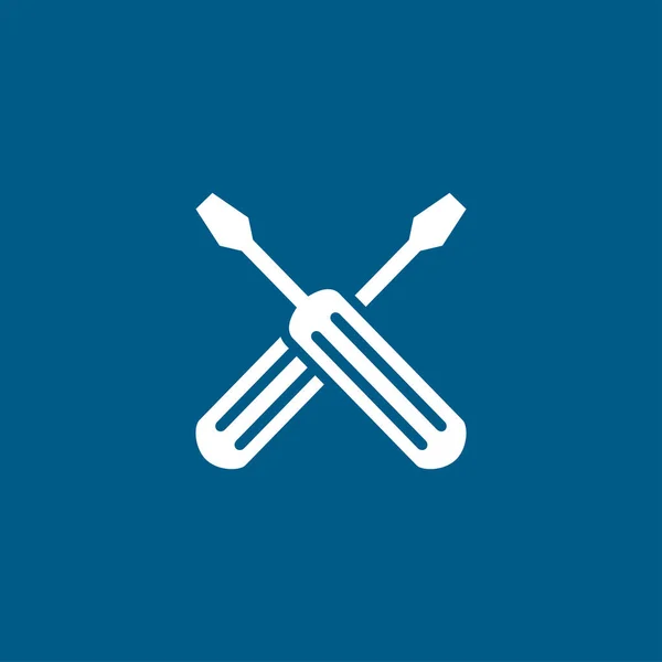 Obeng Crossed Blue Icon White Background Ilustrasi Vektor Gaya Rata - Stok Vektor