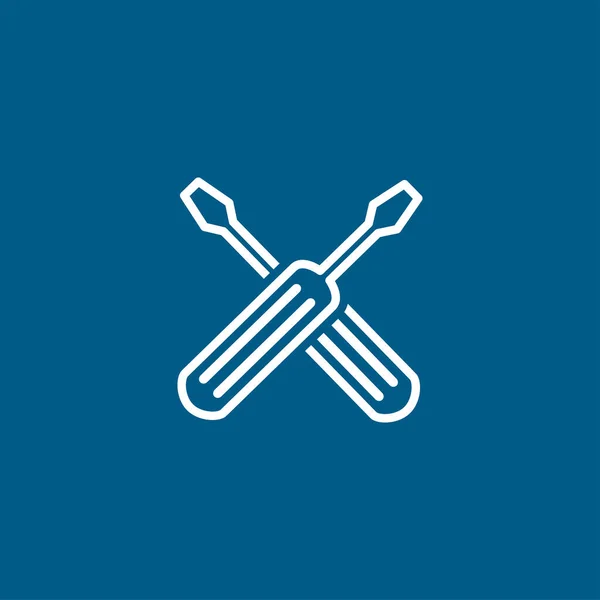 Screwdriver Crossed Line Blue Icon White Background Dalam Bahasa Inggris - Stok Vektor