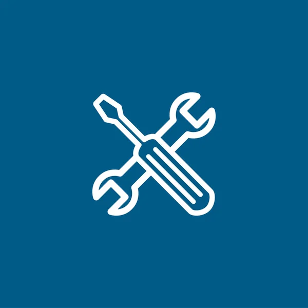 Schraubenzieher Und Schraubenschlüssel Line Blue Icon Auf Weißem Hintergrund Blaue — Stockvektor