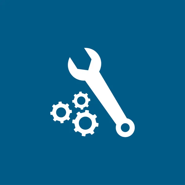 Gear Wrench Blue Icon White Background Вектор Синего Плоского Стиля — стоковый вектор