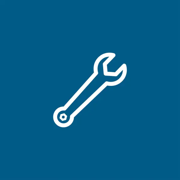 Wrench Line Blue Icon Witte Achtergrond Blauwe Vlakke Stijl Vectorillustratie — Stockvector