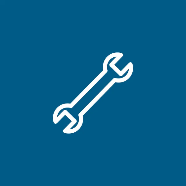 Wrench Line Blue Icon White Background Blue Flat Style Vector — Stock Vector