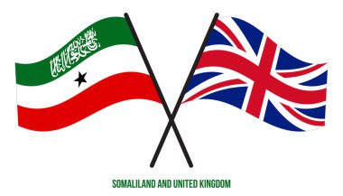 Somaliland ve Birleşik Krallık Bayrakları Çapraz ve Dalgalanan Düz Tarz. Resmi Orantı. Renkleri Düzelt.