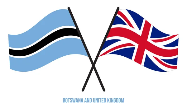Botswana Och Brittiska Flaggor Korsade Platt Stil Officiell Andel Korrekta — Stock vektor