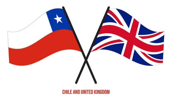 Chili Het Verenigd Koninkrijk Vlaggen Overgestoken Platte Stijl Officiële Proportie — Stockvector