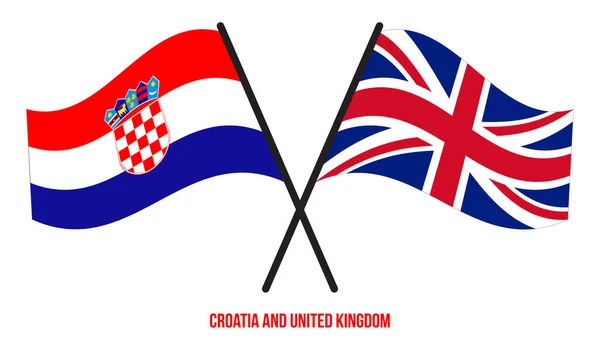 Croacia Reino Unido Banderas Cruzadas Estilo Plano Proporción Oficial Colores — Vector de stock