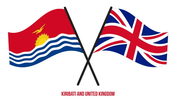 Kiribati Och Storbritannien Flaggor Korsade Och Vinka Platt Stil Officiell — Stock vektor