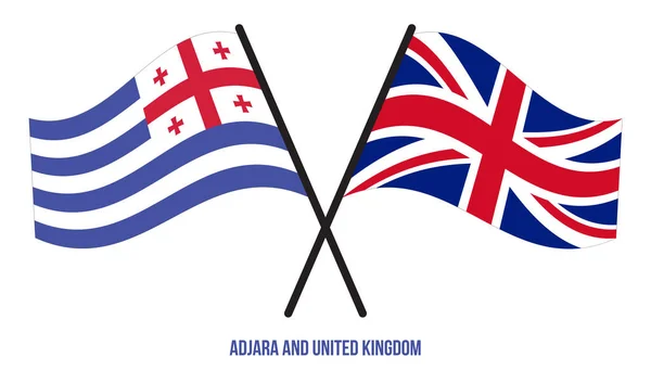 Adjara Het Verenigd Koninkrijk Vlaggen Gekruist Zwaaien Flat Style Officiële — Stockvector