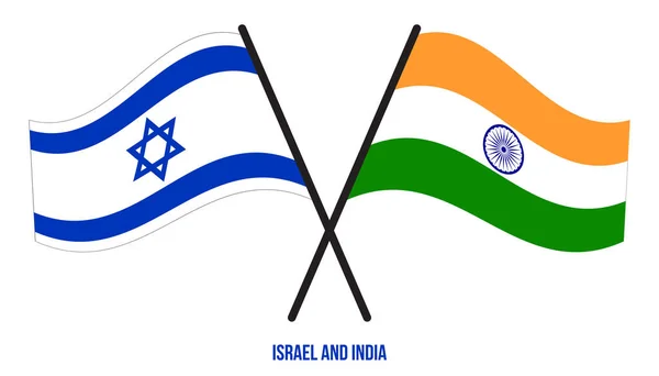 Israël India Vlaggen Gekruist Zwaaien Platte Stijl Officiële Proportie Juiste — Stockvector