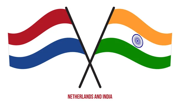 Nizozemí Indie Vlajky Křížil Mává Plochý Styl Oficiální Podíl Opravit — Stockový vektor