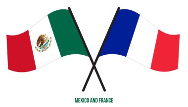 Meksika ve Fransa Bayrakları Çarpıştı ve Sallanan Düz Stil. Resmi Orantı. Renkleri Düzelt.