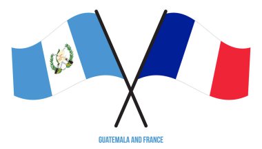 Guatemala ve Fransa Bayrakları Çapraz ve Sallanan Düz Tarz. Resmi Orantı. Renkleri Düzelt.