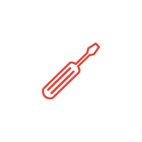 Schraubenzieher Line Red Icon Auf Weißem Hintergrund Rote Flache Vektor — Stockvektor