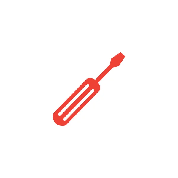 Schroevendraaier Red Icon Witte Achtergrond Rode Platte Stijl Vector Illustratie — Stockvector