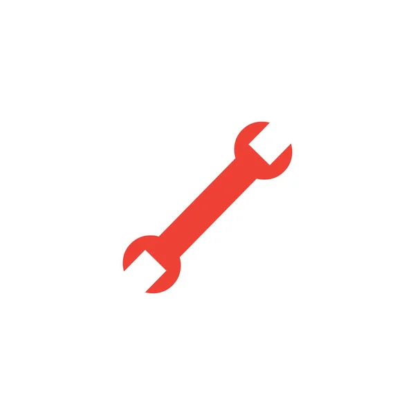 Wrench Red Icon Witte Achtergrond Rode Platte Stijl Vector Illustratie — Stockvector