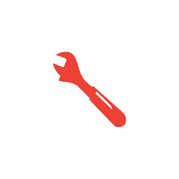 Wrench Red Icon Witte Achtergrond Rode Platte Stijl Vector Illustratie — Stockvector