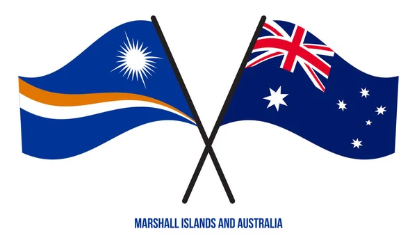 Islas Marshall Australia Banderas Cruzadas Ondeando Estilo Plano Proporción Oficial — Vector de stock