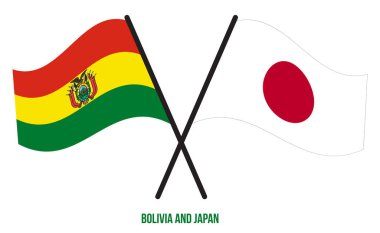 Bolivya ve Japonya Bayrakları Çarpıştı ve Sallanan Düz Stil. Resmi Orantı. Renkleri Düzelt.