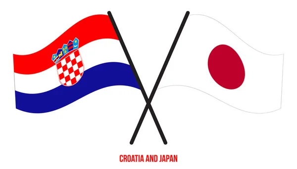 크로아티아와 일본의 플래그는 교차하고 이동하는 스타일이다 공식적 — 스톡 벡터