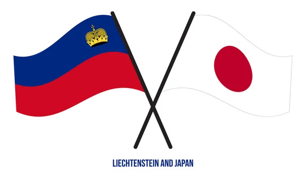 Liechtenstein Japán Zászlók Keresztezték Integetett Flat Style Hivatalos Arány Helyes — Stock Vector