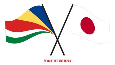 Seyşeller ve Japonya Bayrakları Çapraz ve Sallanan Düz Tarz. Resmi Orantı. Renkleri Düzelt.