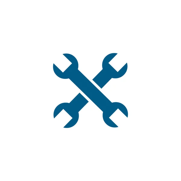 Wrench Crossed Blue Icon White Background Dalam Bahasa Inggris Ilustrasi - Stok Vektor