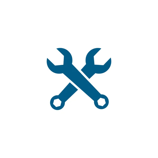 Wrench Crossed Blue Icon Witte Achtergrond Blauwe Vlakke Stijl Vectorillustratie — Stockvector