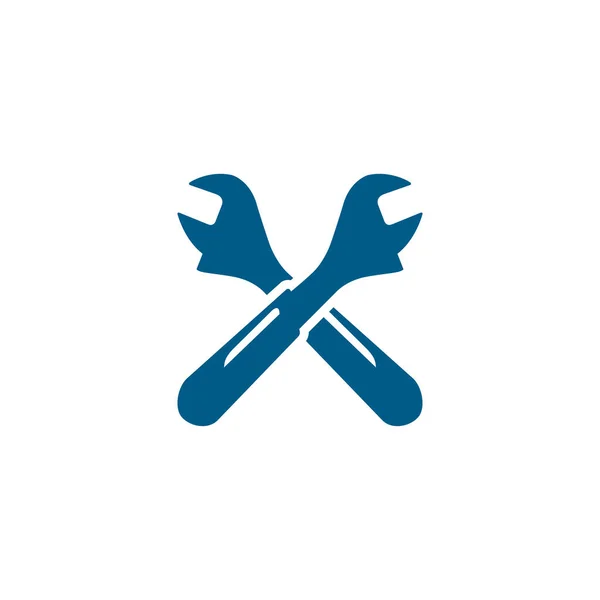 Wrench Crossed Blue Icon White Background Dalam Bahasa Inggris Ilustrasi - Stok Vektor