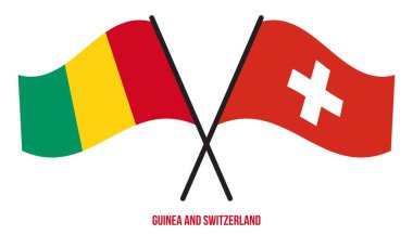 Gine ve İsviçre Bayrakları Çarpıştı ve Sallanan Düz Stil. Resmi Orantı. Renkleri Düzelt.