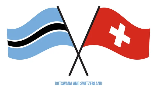 Botsuana Suíça Bandeiras Cruzadas Acenando Estilo Plano Proporção Oficial Cores — Vetor de Stock