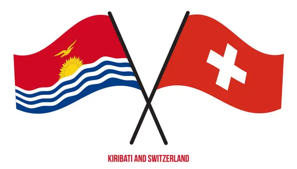 Kiribati Swiss Flags Crossed Waving Flat Style Офіційна Пропозиція Правильні — стоковий вектор