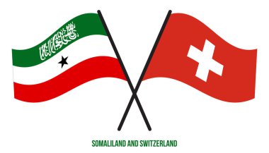 Somaliland ve İsviçre bayrakları çapraz ve dalgalı düz stil. Resmi Orantı. Renkleri Düzelt.