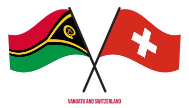Vanuatu ve İsviçre Bayrakları Çarpıştı ve Sallanan Düz Stil. Resmi Orantı. Renkleri Düzelt.