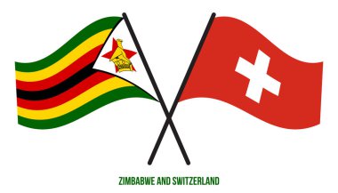 Zimbabwe ve İsviçre Bayrakları çapraz ve Sallanan Düz Stil. Resmi Orantı. Renkleri Düzelt.