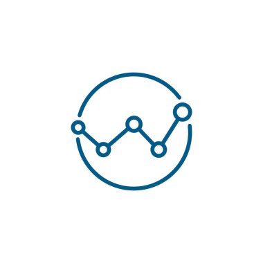 Analitik hat Mavi Simge Beyaz Arkaplanda. Mavi Düz Biçim Vektör İllüstrasyonu.