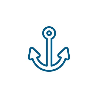 Beyaz Arkaplanda Çapa Çizgisi Mavi Simge. Mavi Düz Biçim Vektör İllüstrasyonu.