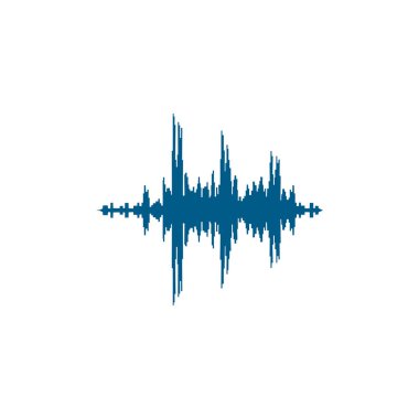 Beyaz Arkaplanda Ses Sinyali Mavi Simgesi. Mavi Düz Biçim Vektör İllüstrasyonu.